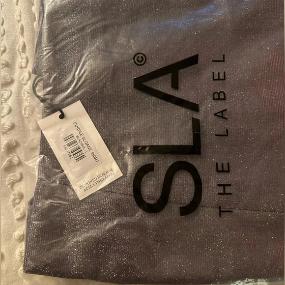 SLA The Label Sloane Sparkle Mini Skirt | Purple Glitter | Size Large | NWT - Picture 6 of 7